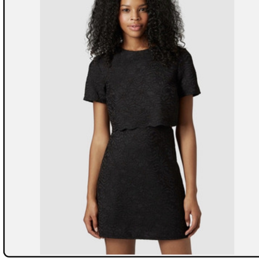 Topshop Women Black Scallop Lace Cut Out Overlay Mini Dress Size us 6